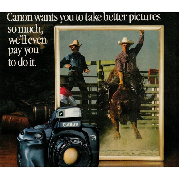 1989 Canon EOS 750 Camera Vintage Print Ad (L11) - Picture 2 of 3